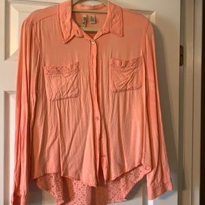 Cute long sleeve peach colored button up shirt